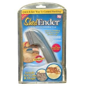 As Seen On TV Shed Ender Professional De-Shedding Tool for Dogs Cats Fur Blue